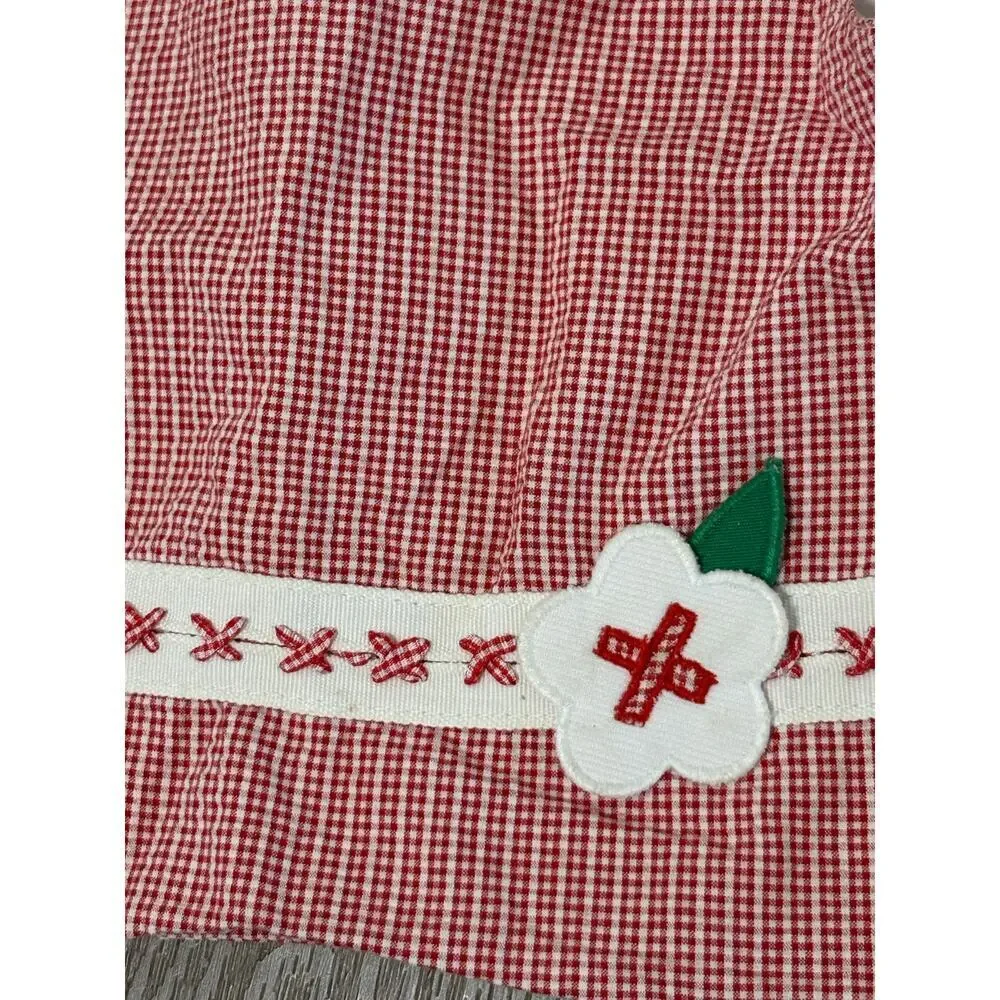 Florence Eiseman Toddler 3T Red Gingham Flower Applique Top Boutique Classic​​
